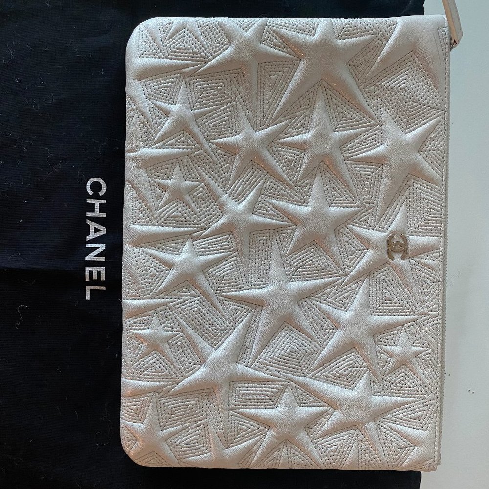 Chanel silver star pouch